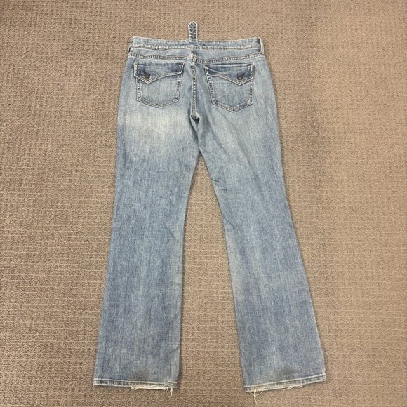 Vintage Old Navy Jeans 10 Low Rise 32X32 Crosshatch Flap Pocket Distressed Y2K - Picture 1 of 11